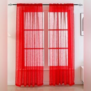 🆕 Red Sheer Panels (Curtains) 52”x84”